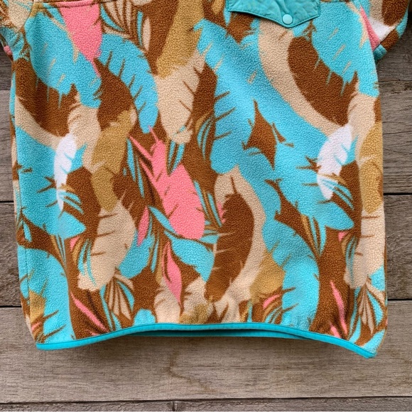 Patagonia Lightweight Synchilla Womens M Snap T Pullover Fleece Feather Print - Picture 8 of 16
